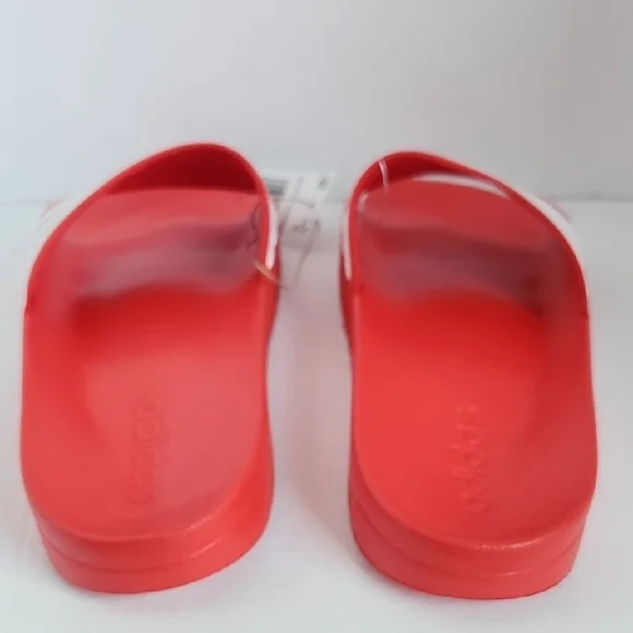 Adidas Red and White Slide Sandals - Picture 4 of 7